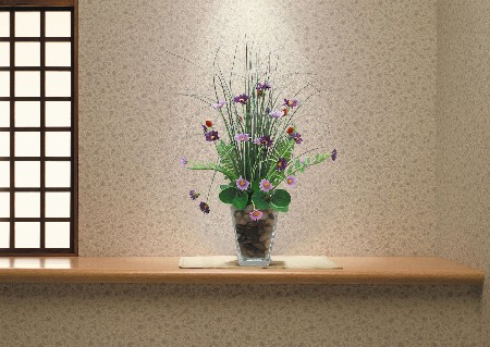 人工観葉植物 和風 【硝子鉢 楽】